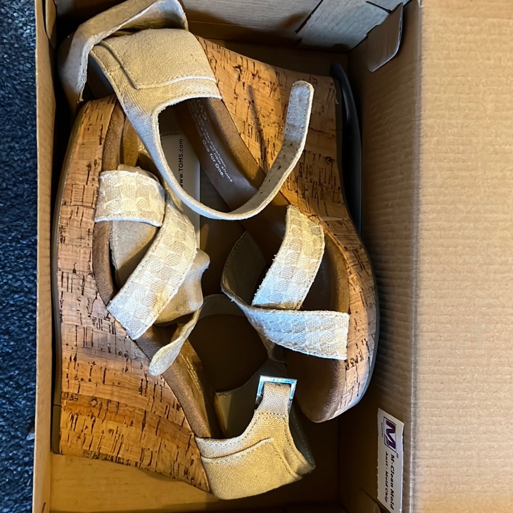 TOMS Strappy Sandal with Cork Wedge